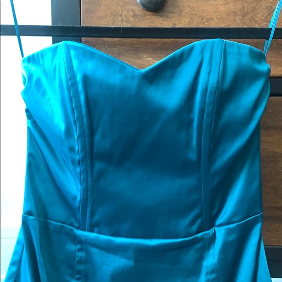 Teal sweetheart neckline cocktail dress H&M - Picture 2 of 4